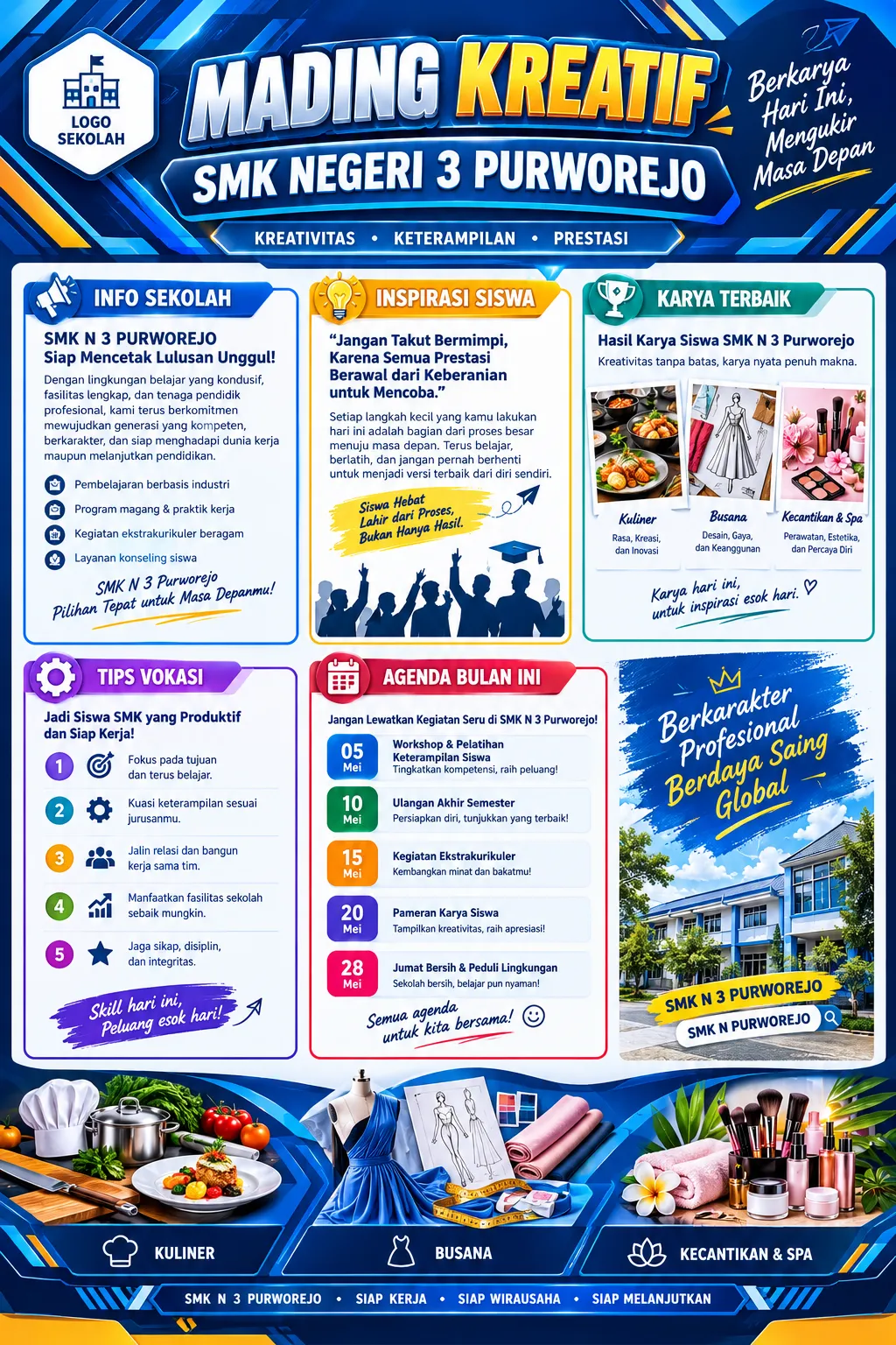 Cover Mading Kreatif SMK N 3 Purworejo: Wadah Kreativitas dan Prestasi Siswa